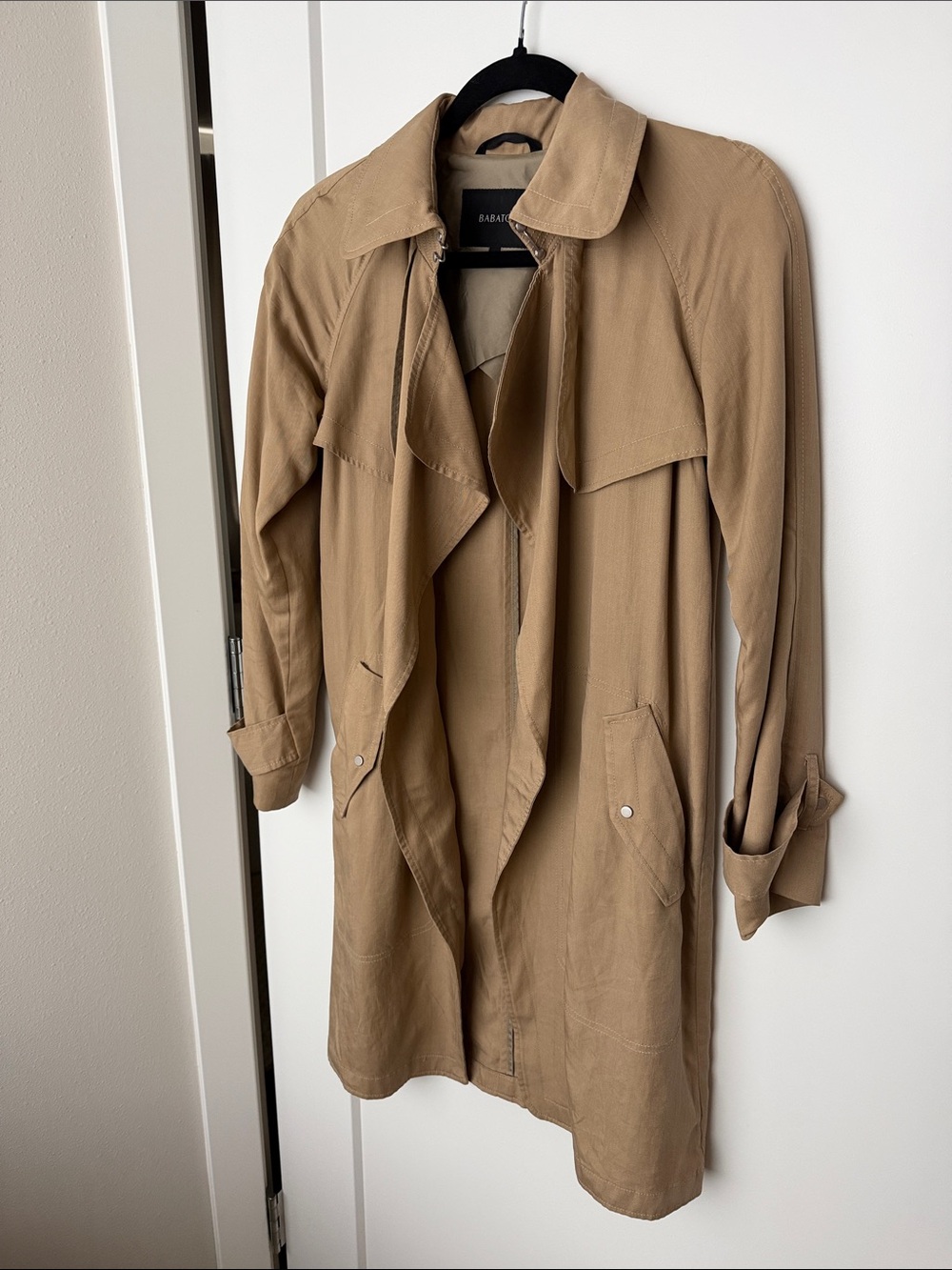 Babaton Camel Lightweight Draped Trench